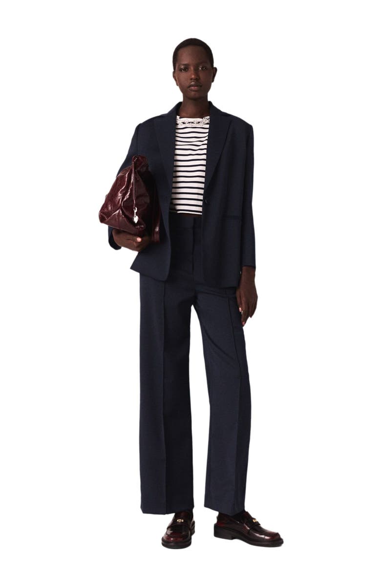 maje Suit jacket with pleated back, Alternate, color, Navy