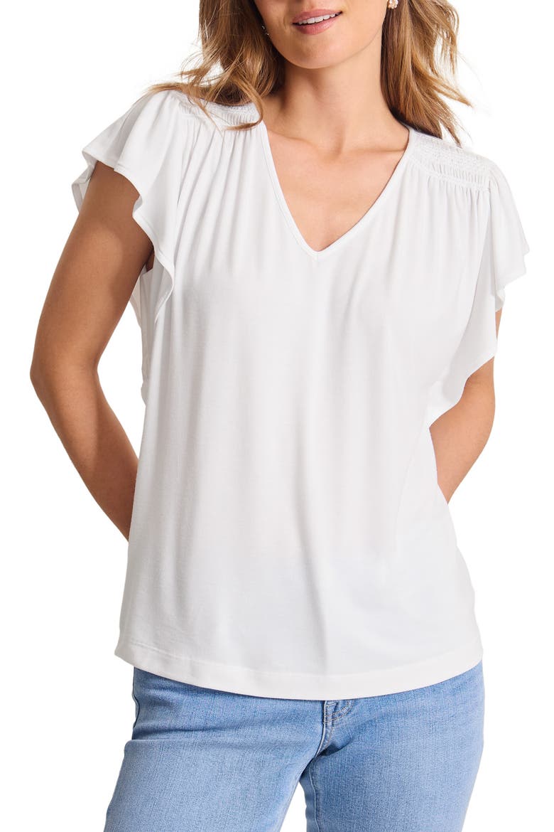 Kauai Flutter Sleeve T-Shirt, Main, color, WHITE