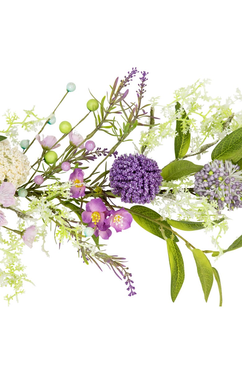 Northlight Wildflower and Berry Spring Garland - 5' - Purple, Alternate, color, Purple