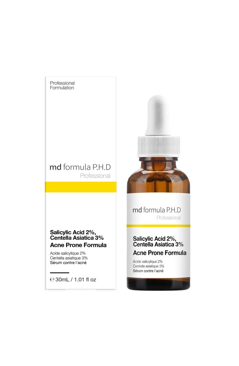 MD FORMULA Acne Prone Serum Salicylic Acid 2%, Centella Asiatica 3% 30ml, Alternate, color, White