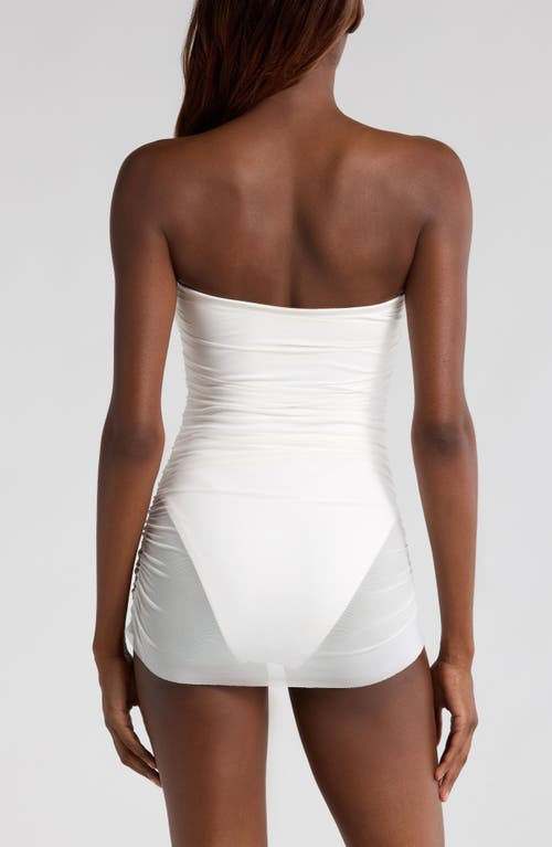 Hutch Radlee Strapless Mesh Overlay Skirted One-piece Swimsuit In White