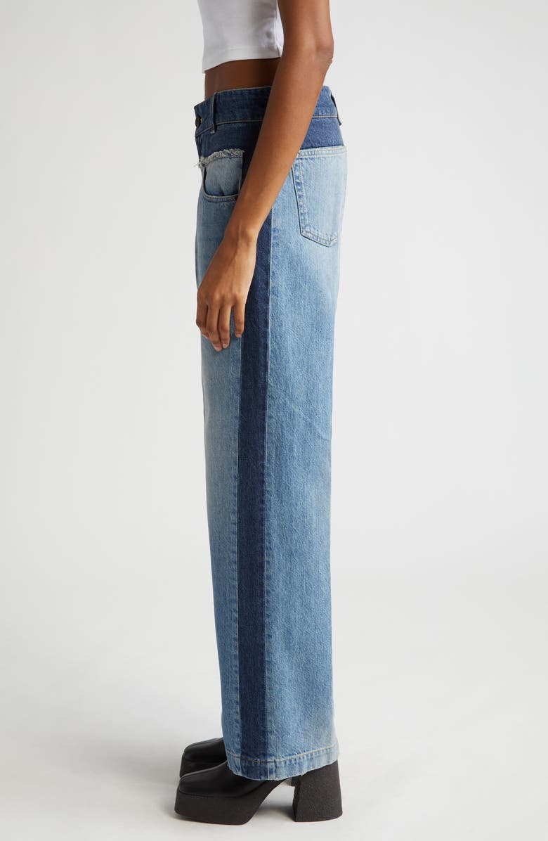 Stella McCartney Paneled Cotton Denim Wide Leg Jeans, Alternate, color,