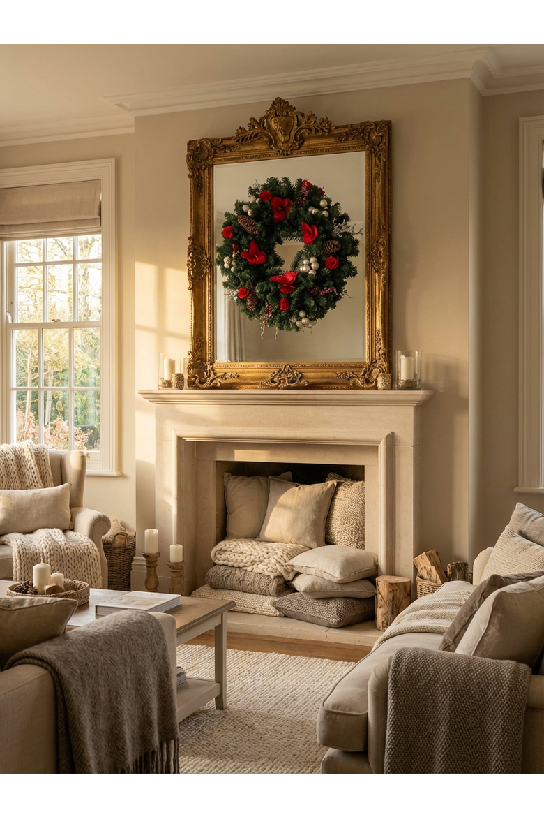Evangeline Holiday Wreath, Alternate, color, Green