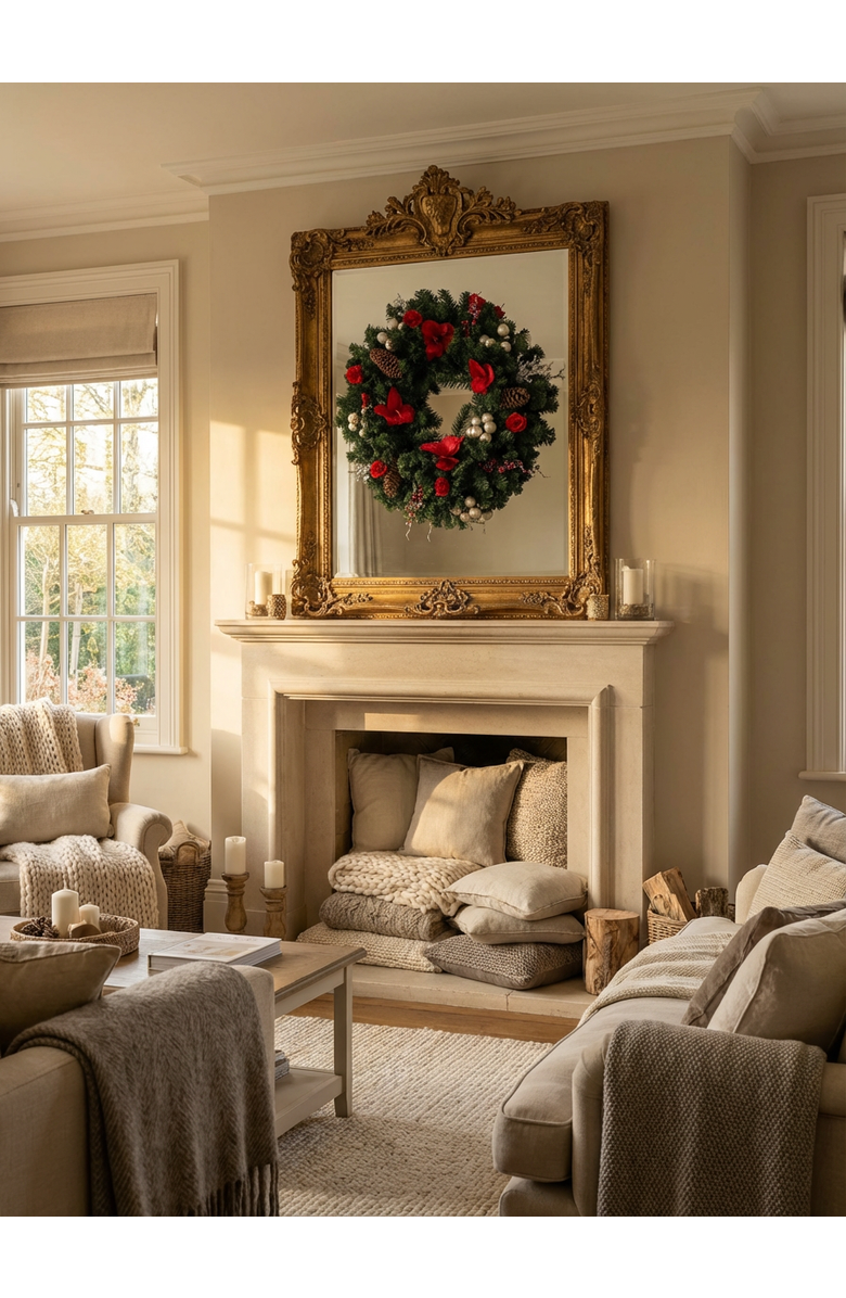 CocoBella Evangeline Holiday Wreath, Alternate, color, Green