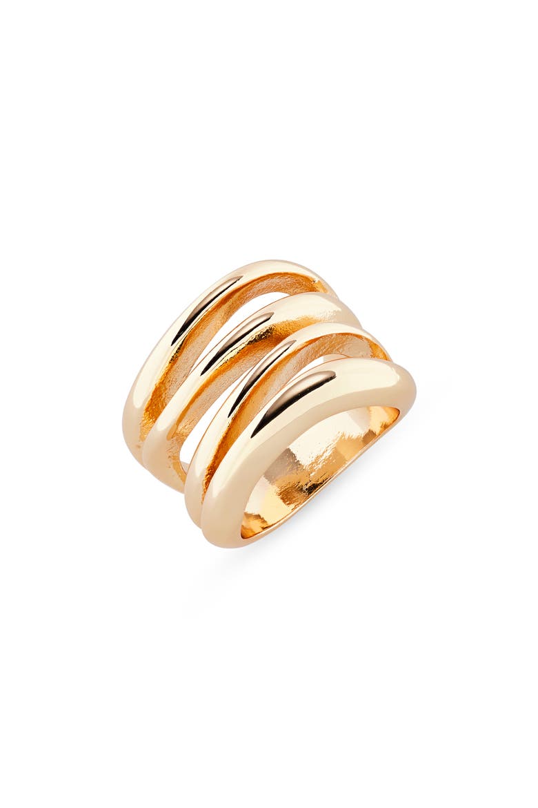 Wavy Band Ring, Main, color, GOLD