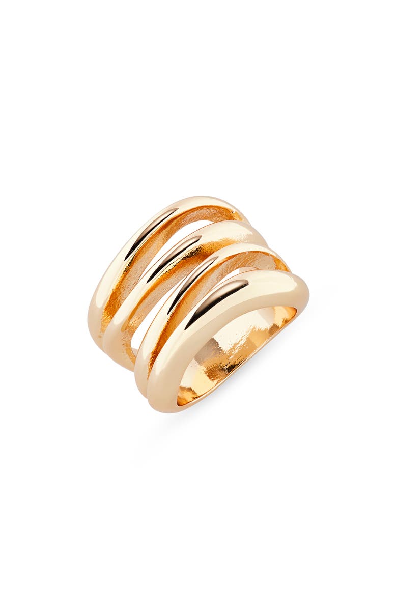 Open Edit Wavy Band Ring, Main, color, Gold