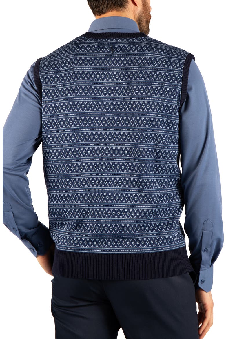 Fair Isle V-Neck Sweater Vest, Alternate, color, DENIM
