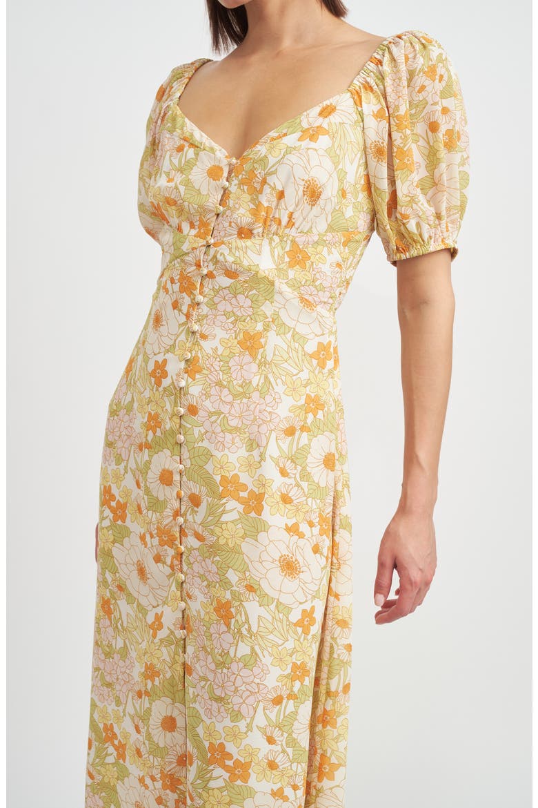 Annie Floral Midi Dress, Alternate, color, YELLOW MULTI