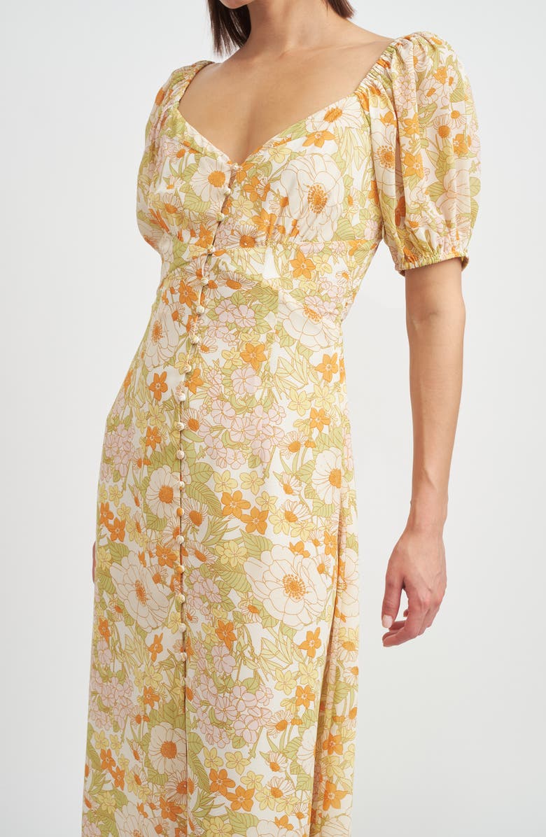 En Saison Annie Floral Midi Dress, Alternate, color, Yellow Multi