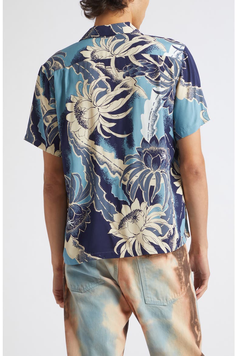 Floral Viscose Camp Shirt, Alternate, color, SAPPHIRE