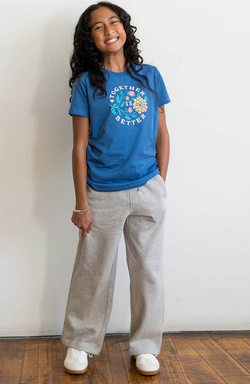Mightly Kids Cozy Organic Cotton Wide Leg Fleece Pants In Gray