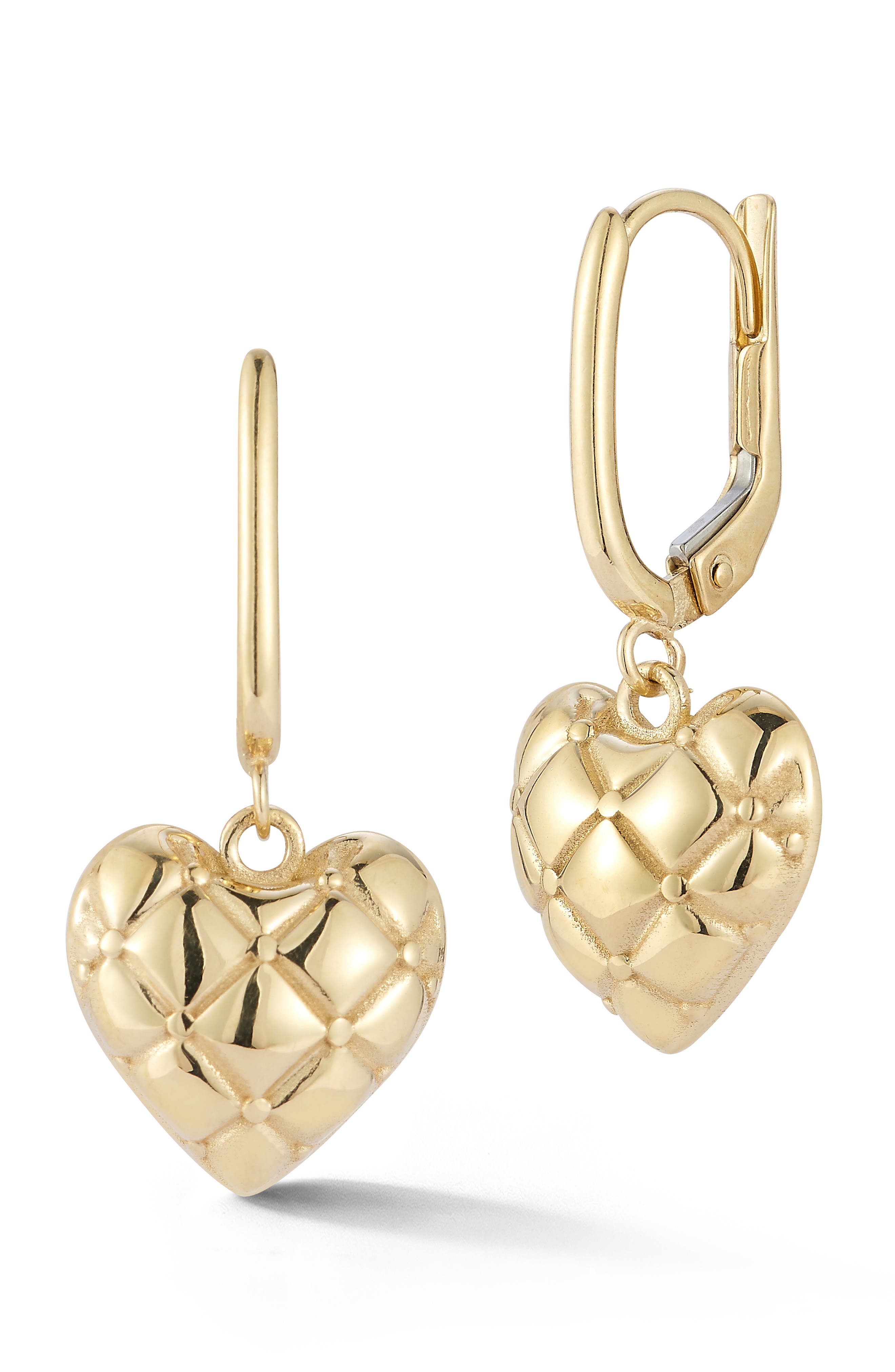 Ember Fine Jewelry Textured Heart Huggie Hoop Earrings