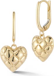 Ember Fine Jewelry Textured Heart Huggie Hoop Earrings
