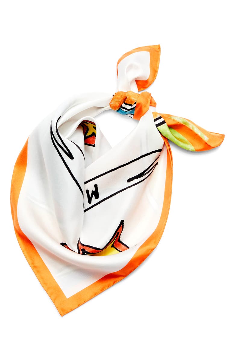 Missoni Doodle Print Silk Square Scarf, Alternate, color, White Multi