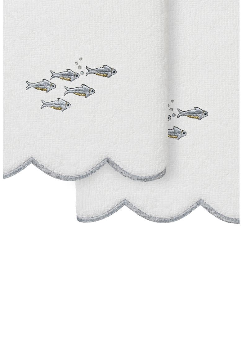 2-Piece Fish School Turkish Cotton Hand Towel Set, Alternate, color, WHITE/ GRAY