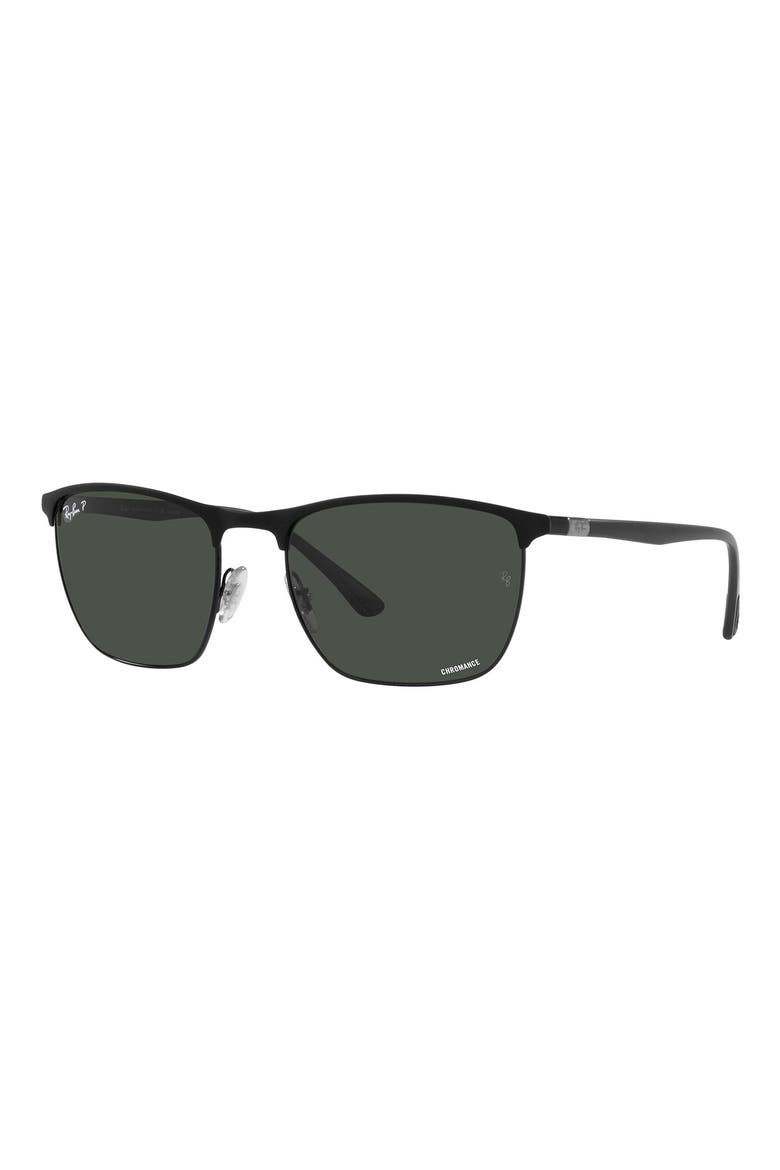 57mm Polarized Square Sunglasses, Alternate, color, DARK GREY
