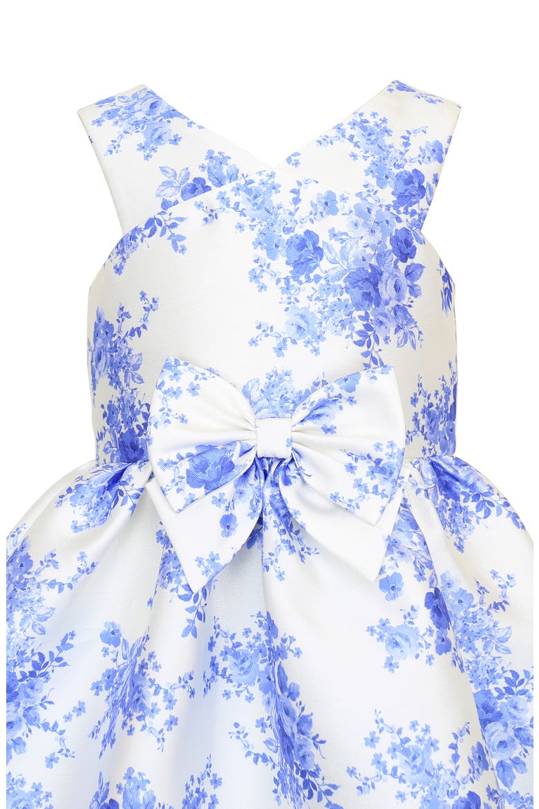 Kids' Bow Front Mikado Party Dress, Alternate, color, IVORY/ BLUE