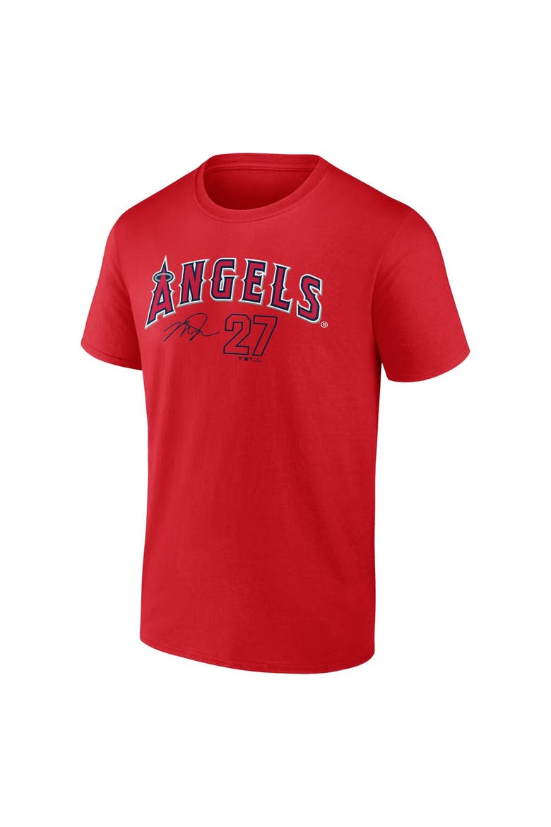 Men's Fanatics Branded Mike Trout Red Los Angeles Angels Player Name & Number T-Shirt, Alternate, color, Red