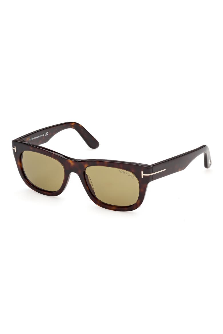54mm Square Sunglasses, Alternate, color, DARK HAVANA / GREEN