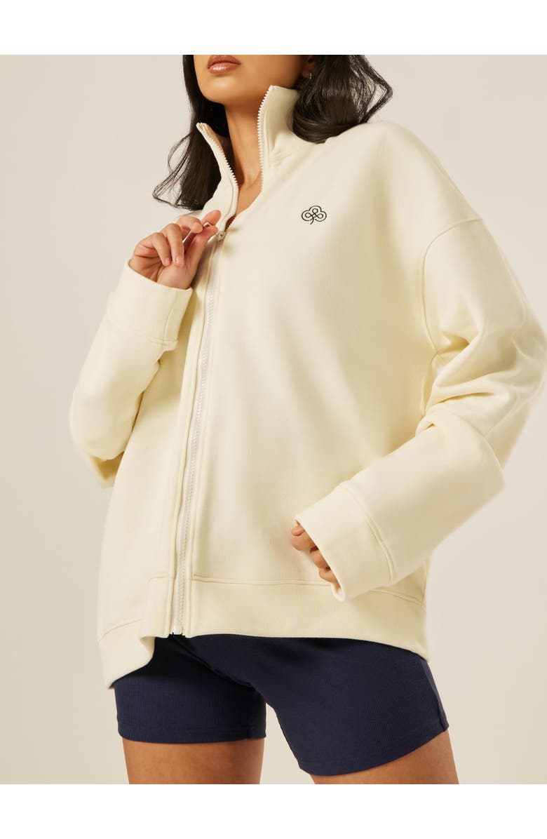 Be Athletica Varsity Athletica Full Zip Sweatshirt, Alternate, color, Marshmallow
