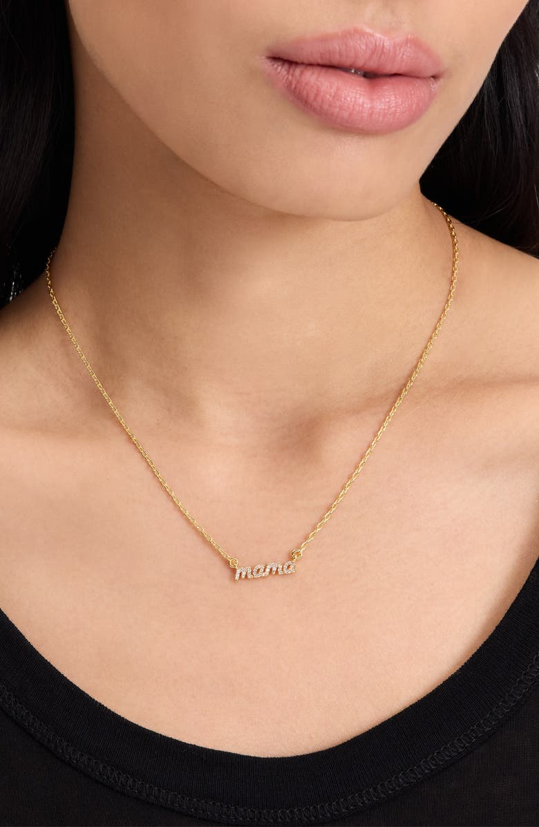 Kate Spade New York mama said pavé pendant necklace, Alternate, color, 