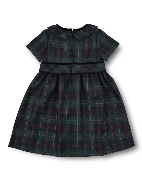 Plaid Dress With Neck Ruffle (Toddler, Little Kid)