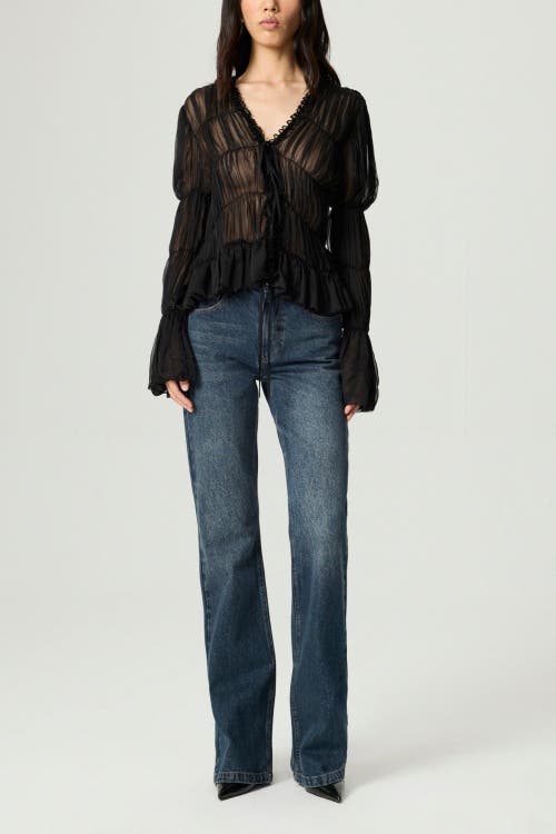 Nocturne Ruched Sheer Blouse In Black