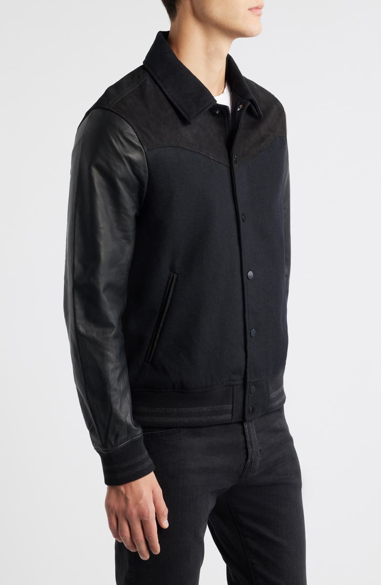 AllSaints Endleton Contrast Bomber Jacket, Alternate, color, Black
