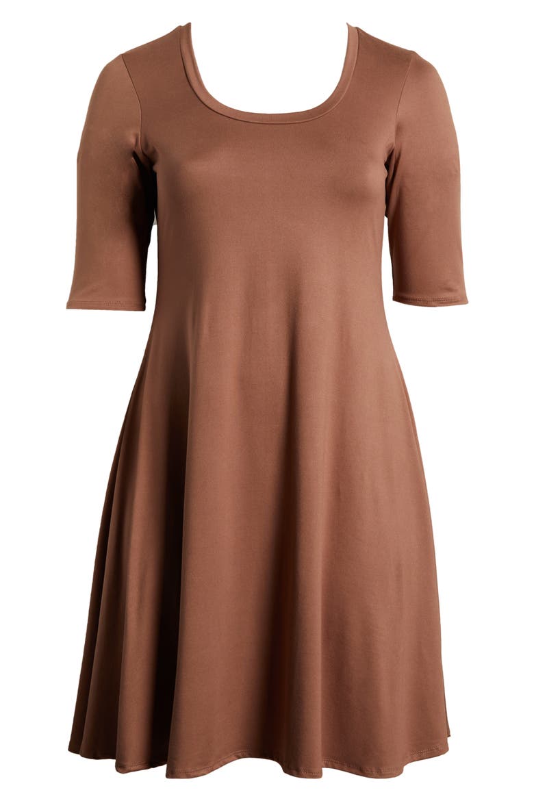 Scoop Neck Jersey Dress, Alternate, color, MOCHA