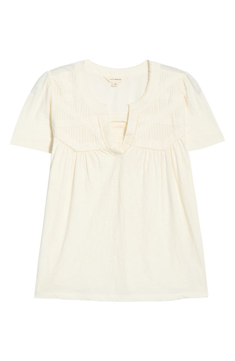 Lucky Brand Lace Pintuck Top, Main, color, Whisper White