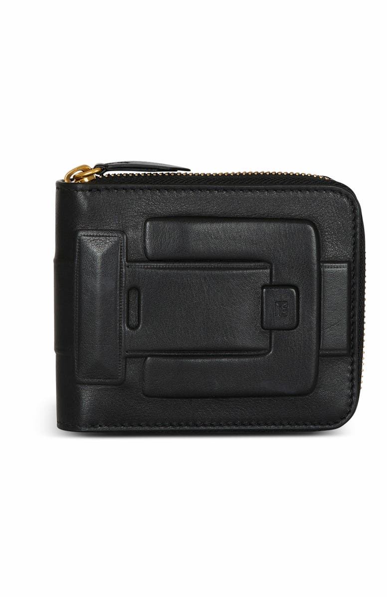 Balmain Anthem Calfskin Leather Wallet, Main, color, Black