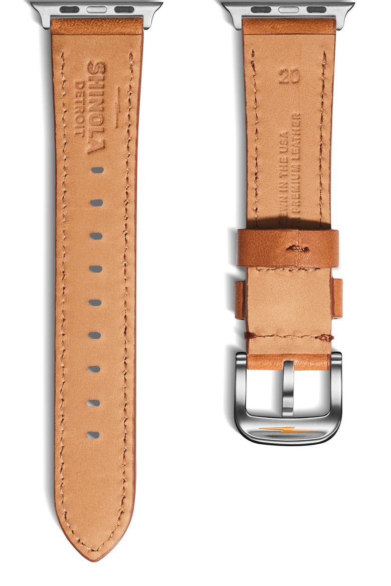 Leather 20mm Apple Watch® Watchband, Alternate, color, BOURBON