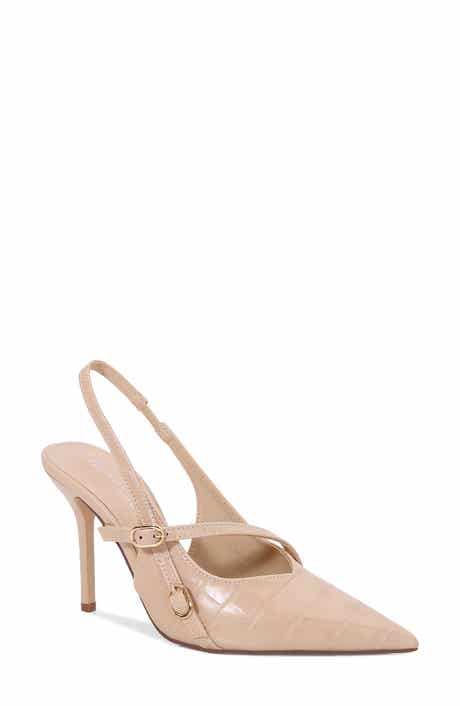 Carlee Croc Embossed Pointed Toe Slingback Pump