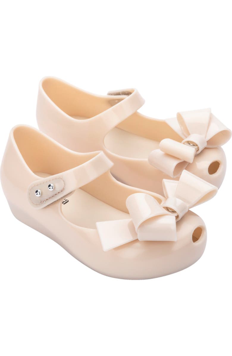 Mini Melissa Kids' Ultragirl Classy Bow Mary Jane Flat, Main, color, Beige