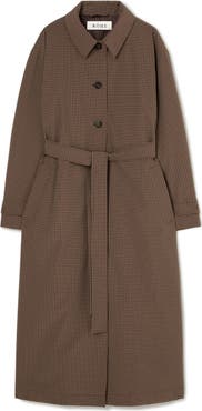 Róhe Technical Check Belted Stretch Nylon Coat