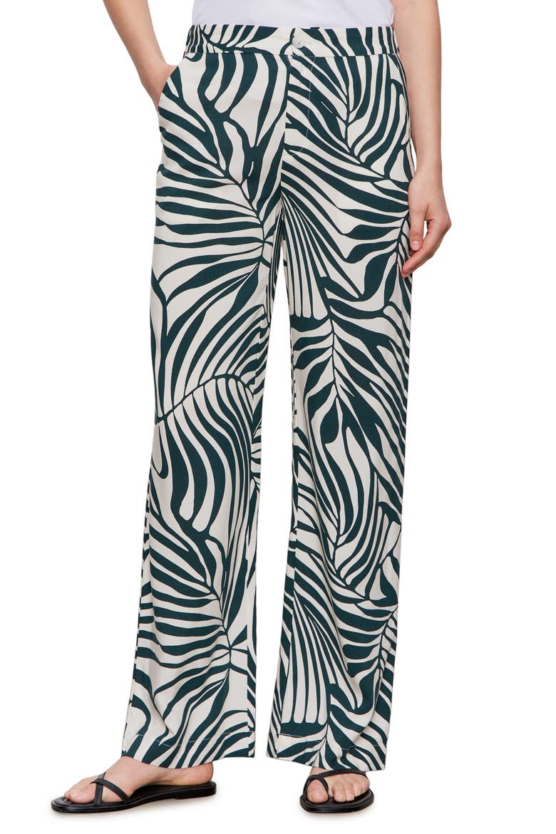 Print Wide Leg Trousers, Main, color, GREEN OASI