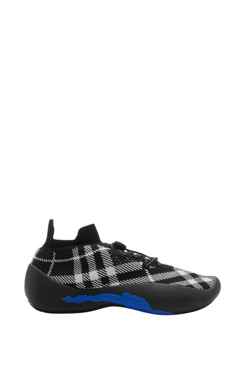 Burberry Black & White Check Knit Neptune Sneakers In Eclipse