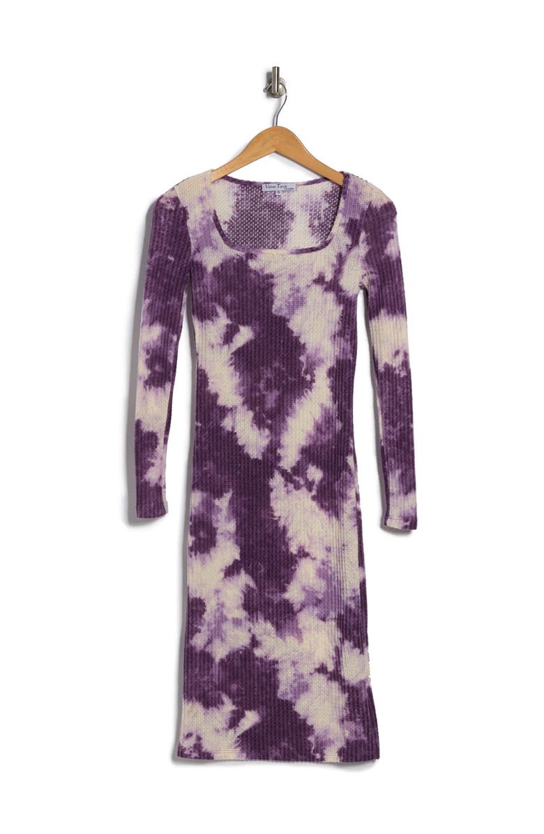 Velvet Torch Square Neck Tie Dye Ribbed Knit Dress, Main, color,