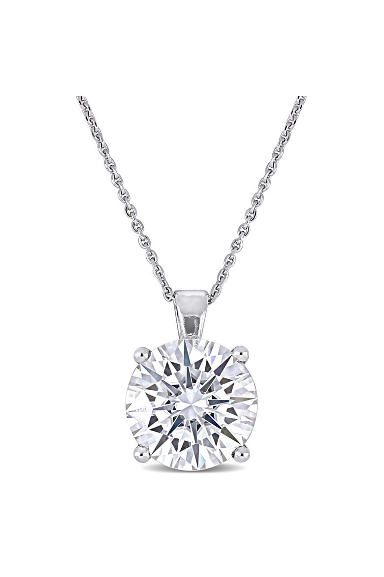 Moissanite Solitaire Pendant Necklace 14k, Main, color, 14k White Gold