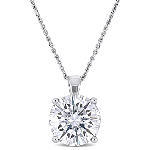 Moissanite Solitaire Pendant Necklace 14k