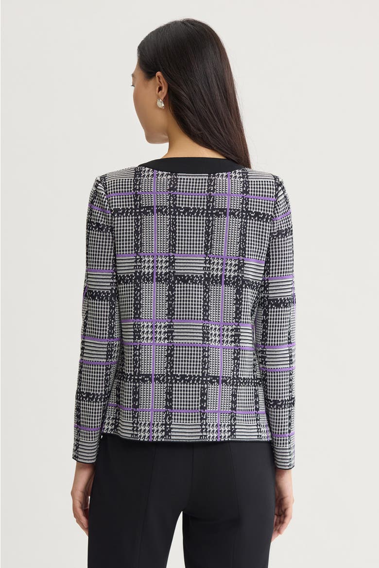 Plaid Tweed Knit Jacket, Alternate, color, Black/Ivory/Sunset Purple