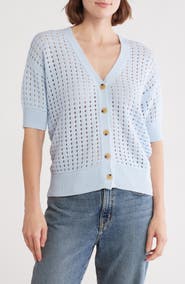 Melrose and Market Cotton Short Sleeve Cardigan