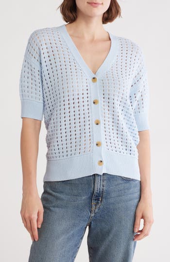 Melrose And Market Short Sleeve Open Stitch Cardigan