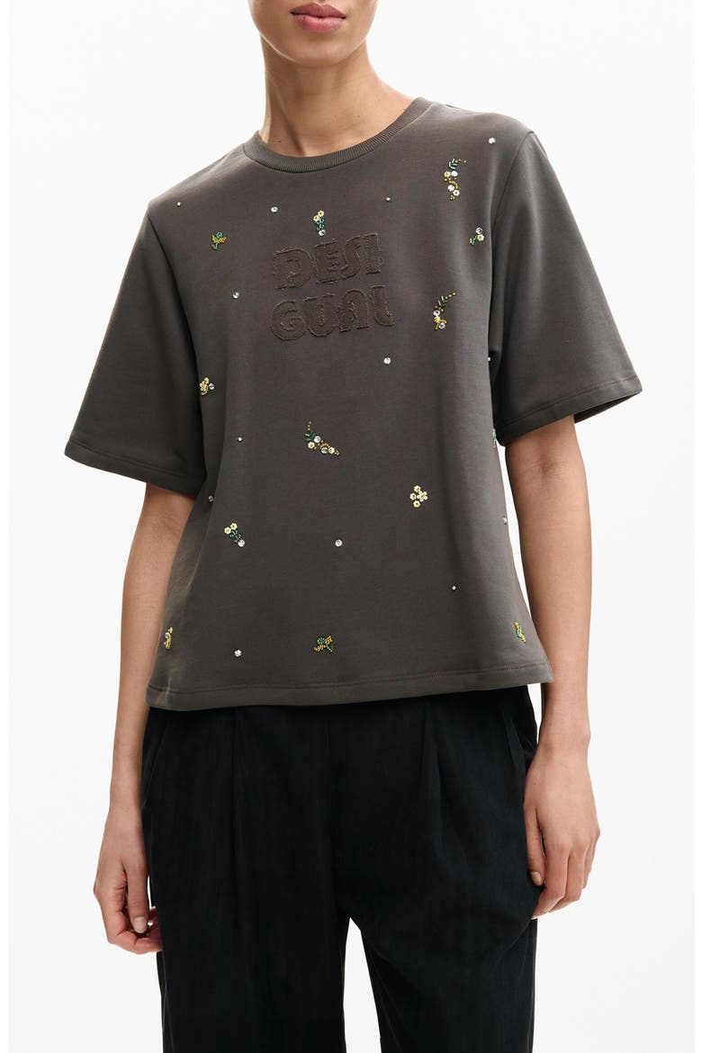 Logo Appliqué T-Shirt, Main, color, GRAY