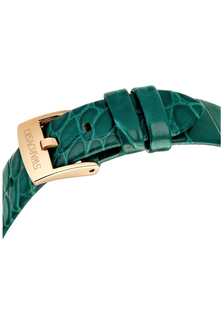 Imber Oval Leather Strap Watch, 24mm x 26.3mm, Alternate, color, GREEN