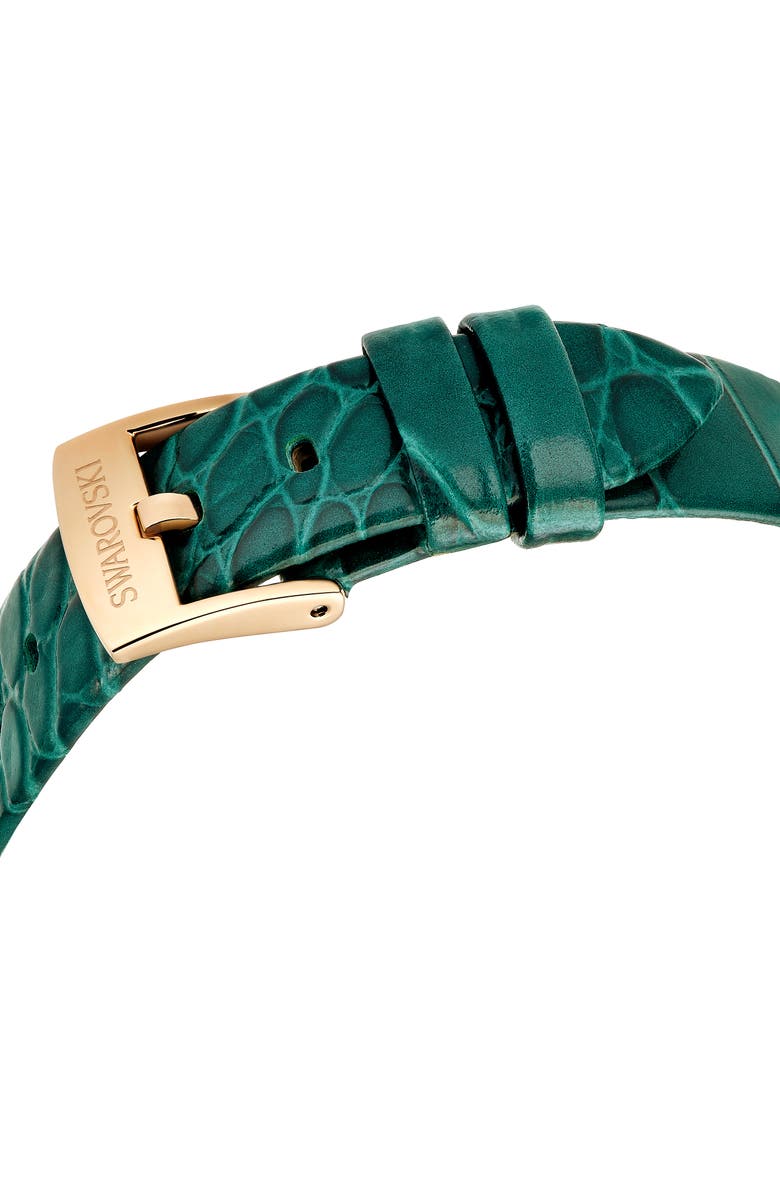 Swarovski Imber Oval Leather Strap Watch, 24mm x 26.3mm, Alternate, color, Green