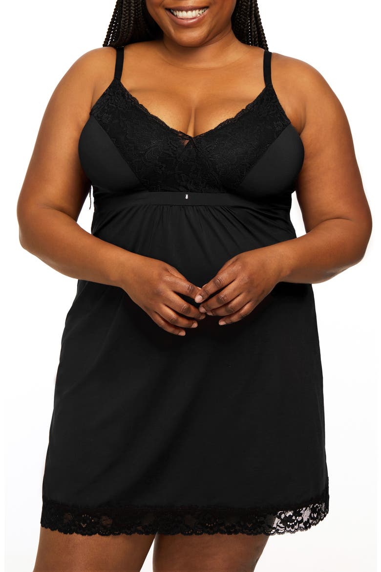 Prosthesis Lace Trim Chemise, Main, color, BLACK