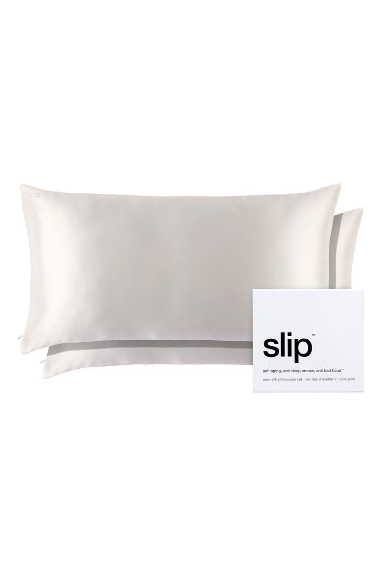 Set of 2 Silk King Pillowcases $280 Value, Main, color, WHITE