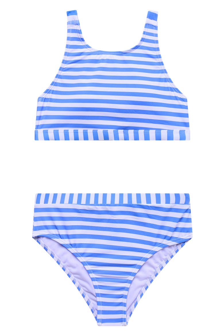 Kids' Stripe Two-Piece Swimsuit, Main, color, BLUE