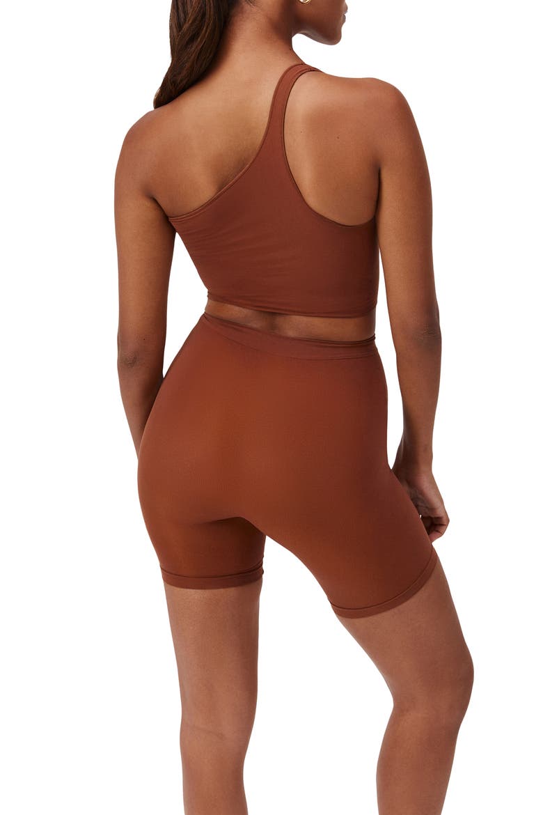 Seamless Smooth One Shoulder Top, Alternate, color, Brown